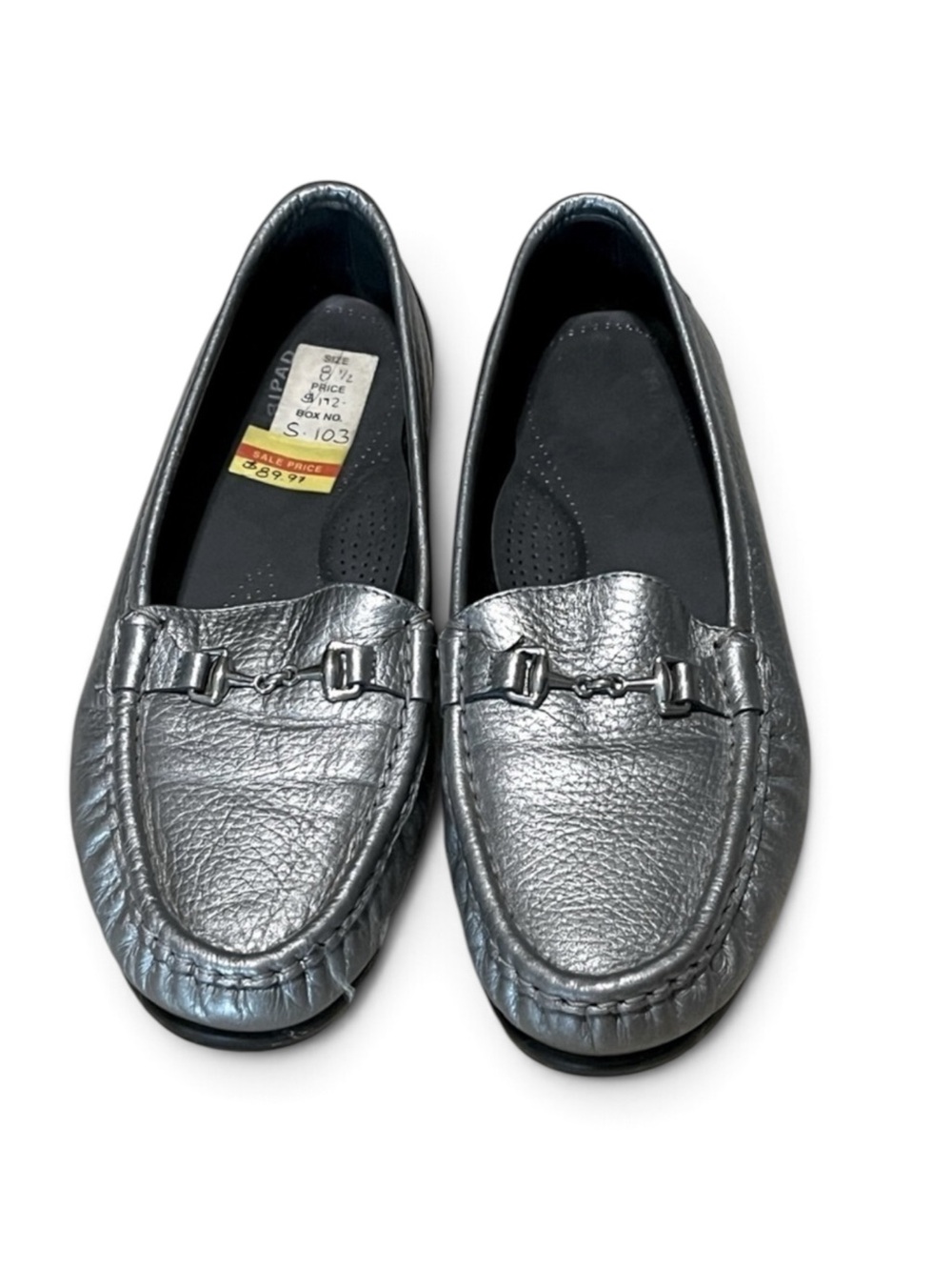 NWT SAS Silver Sparkle Tripad Comfort Cushioning Loafers Slip On Shoes